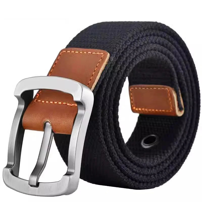 Fashionable and Trendy Canvas Belt Men's and Women's Belt Casual Belt Student Youth Cargo Pants Needle Buckle Wide Neutral Belts