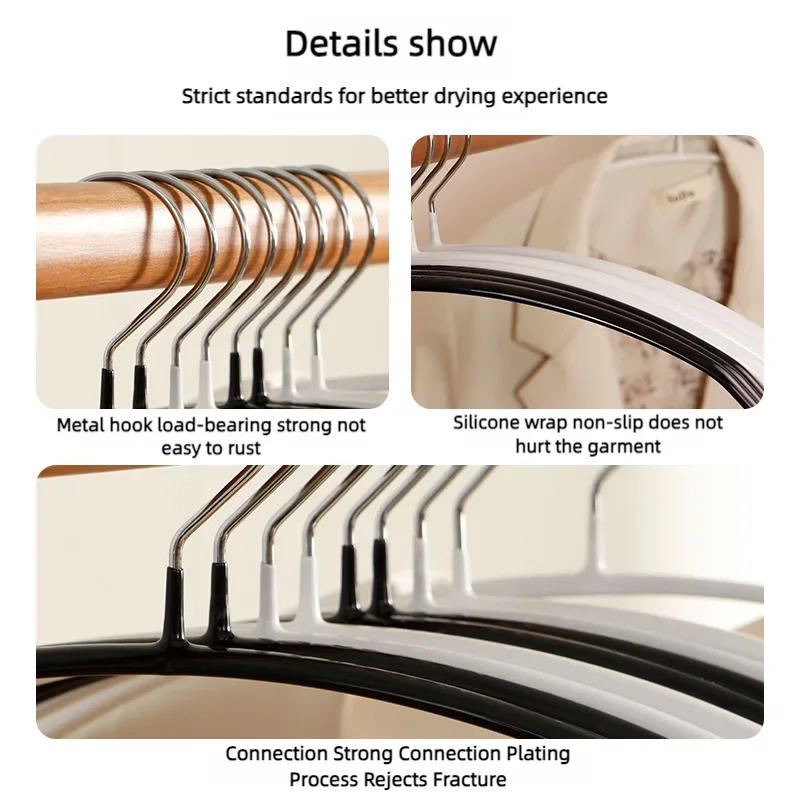 10-50 PCS Non-Slip Space Saving Clothes Hangers Durable Sturdy Contour Metal Shirt Clothes Hangers Suitable for Coat Jacket Suit