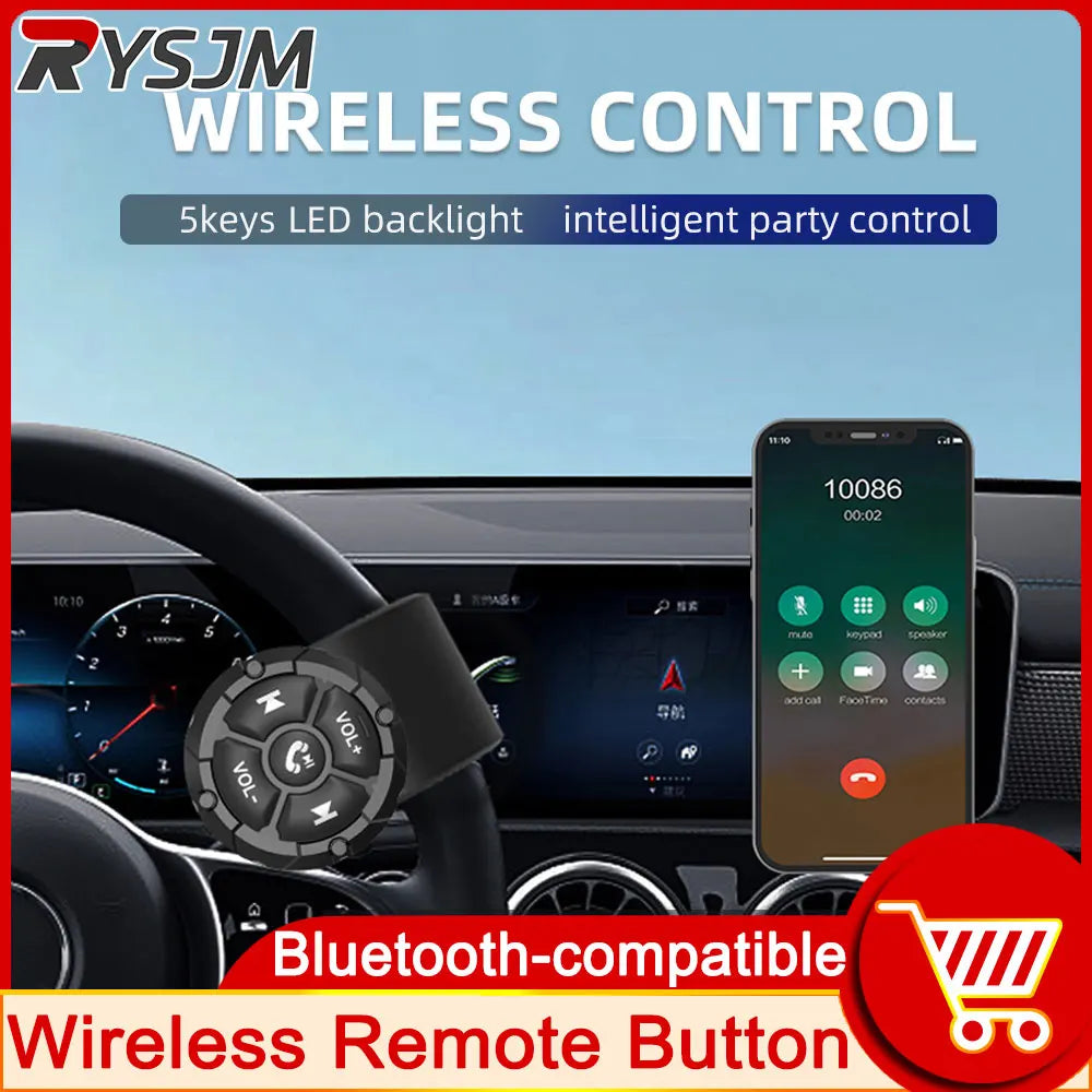 AD 5 Key Wireless Remote Controller Button Helmet Earphone Motorcycle Bike Handlebar Car Steering Wheel Control Media