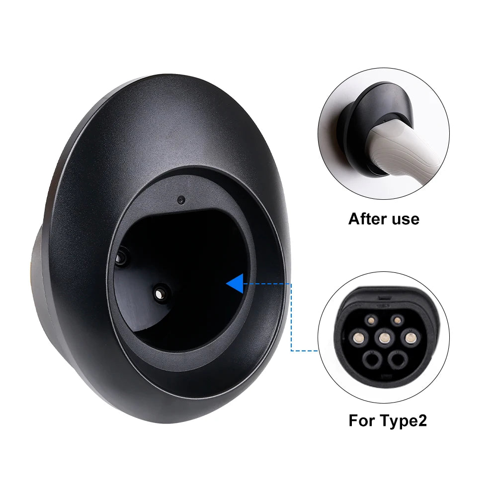 IPENGEN EV Charger Plug Holder for Electric Vehicle Type2 Charging Cable Organizer Plug Stand Extra Protection Wallmounted