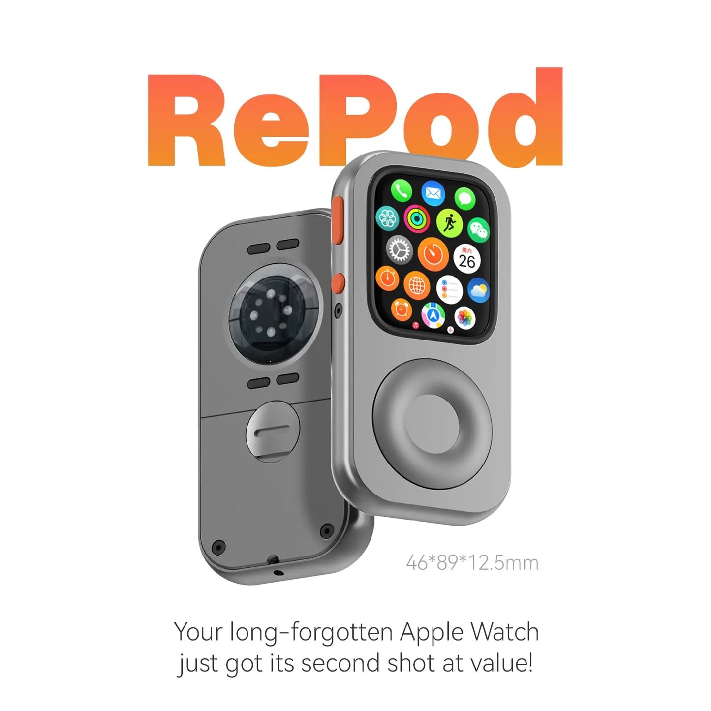 RePod Aluminum Alloy Protective Case for Apple Watch Series 7/8/9, Apple Watch Case  with Click Wheel Design