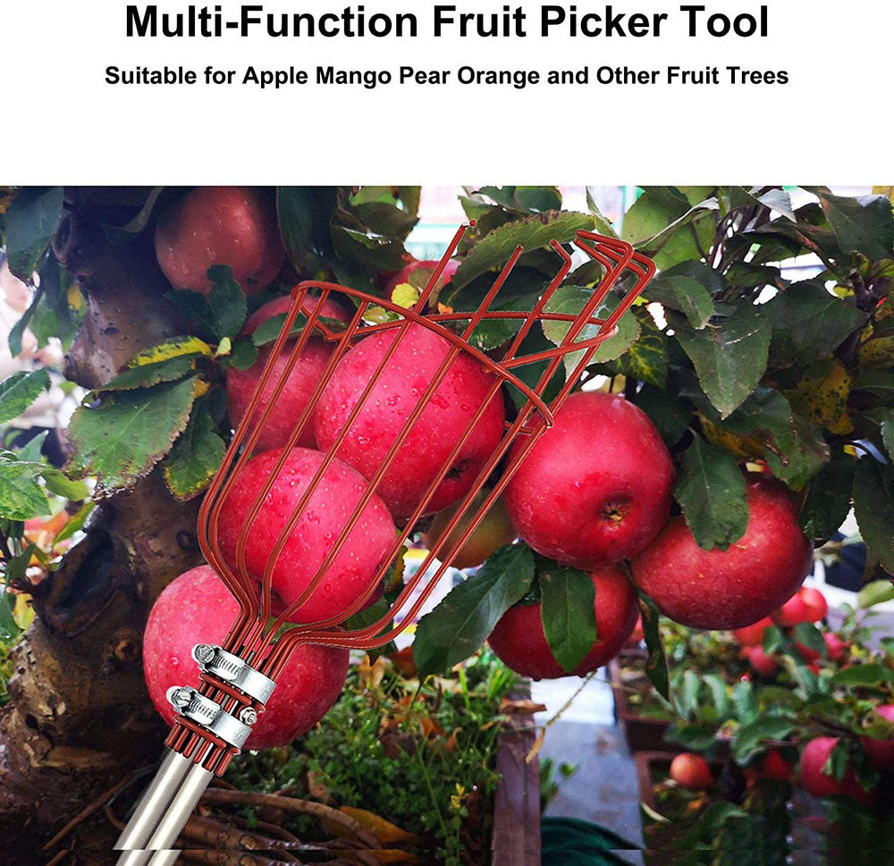 Fruit Picker 260cm Adjustable Deep Basket Convenient Harvesting Fruit Collector Catcher Apple Peach Picking Garden Tools