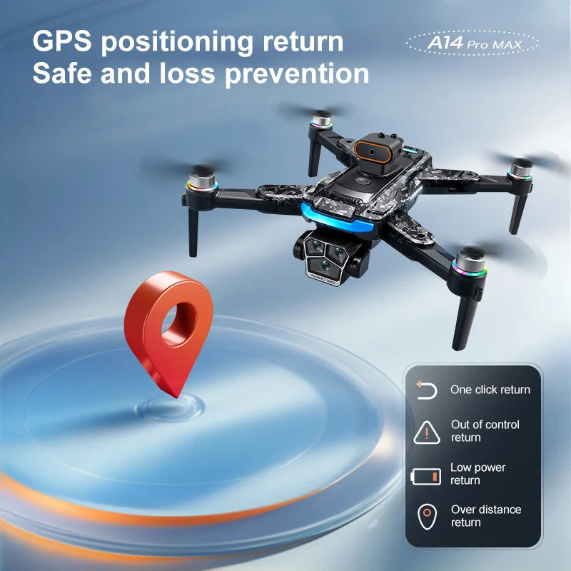 A14 PRO MAX Drone 8K Professional Camera Four-Axis Aerial Photography with Screen Remote Control 5000M 5G WIFI GPS FPV RC Dron