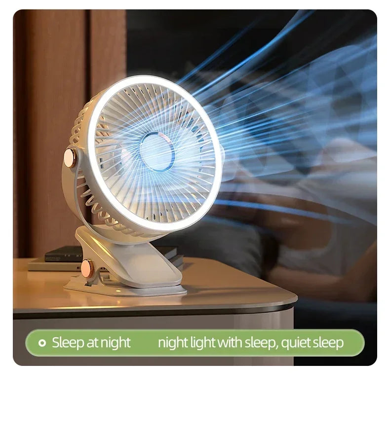 USB Rechargeable Table Fan Clip-on Type Portable Mini Desk Fan 360 Degree Rotation Adjustable Clip-on Fan For Student Dormitory