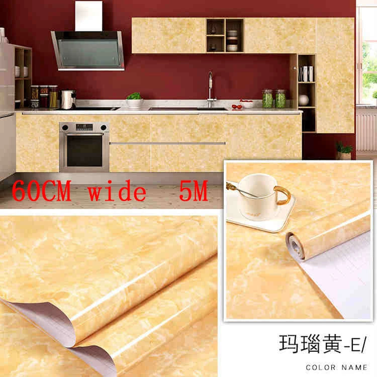 Kitchen Oil Resistant Stickers Waterproof Self-adhesive Wallpaper Stove Countertop Protective Pad Cabinet Countertop Marble Film