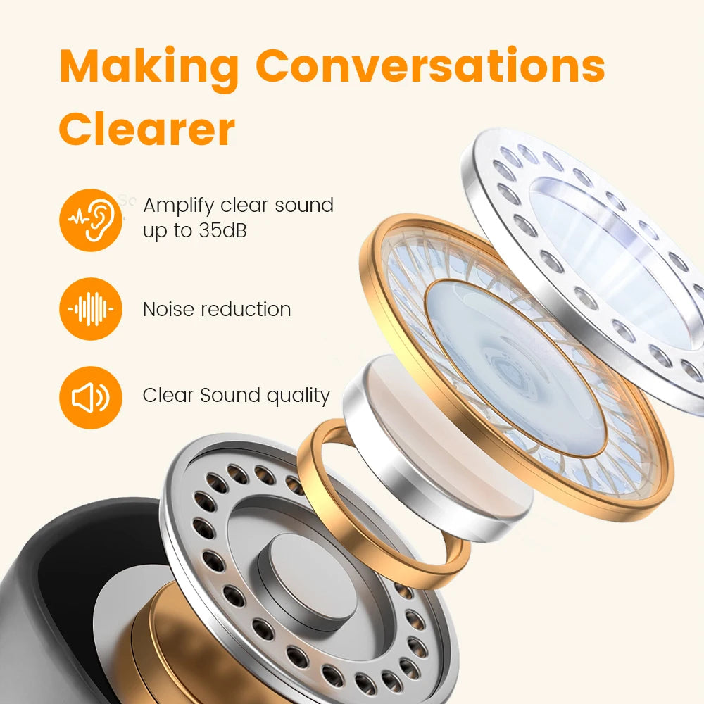 Elderly Hearing Aid Rechargeable ITE Deaf The Listening Device Mini Wireless Sound Amplifier Invisible Hearing Aids Headphones