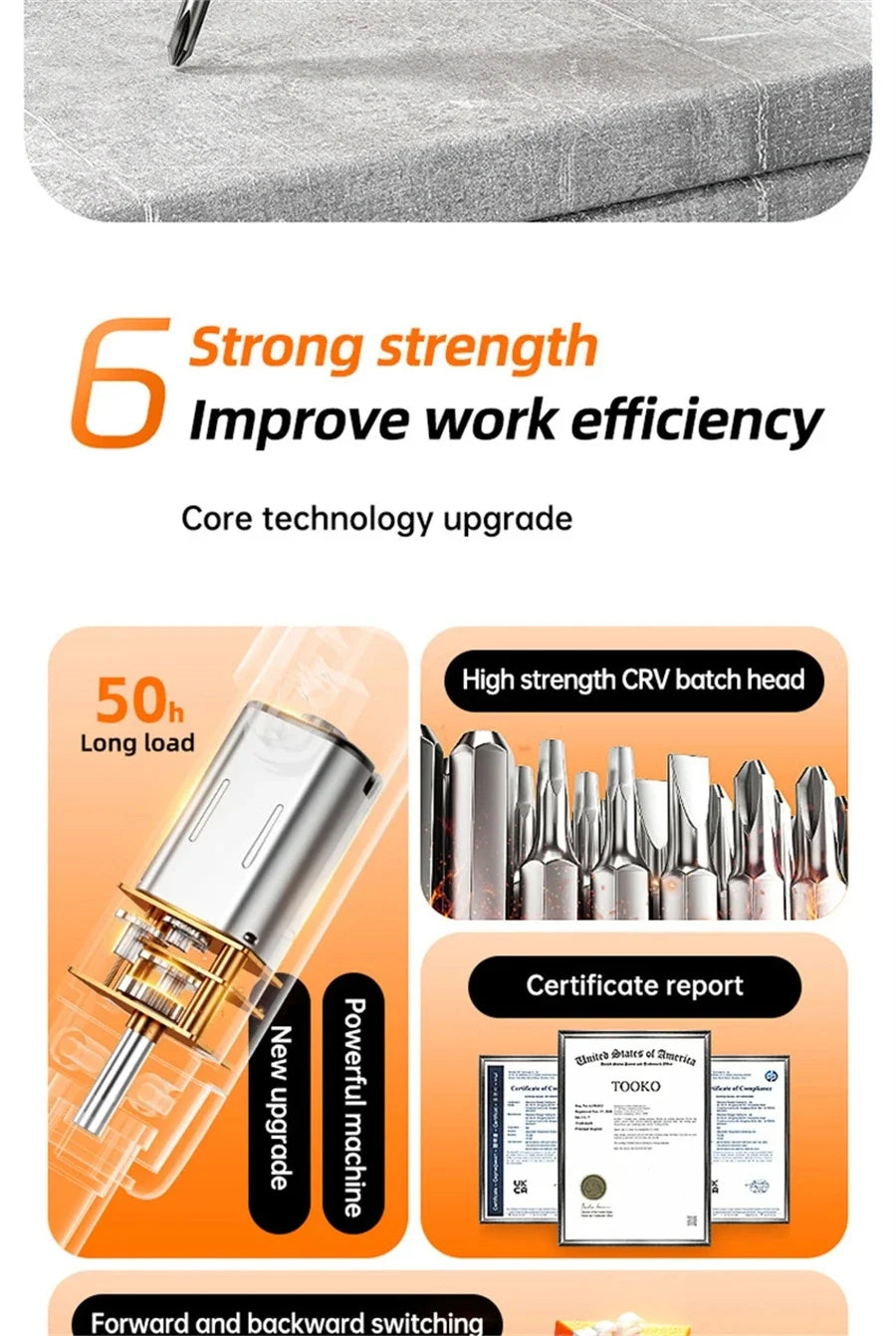 Type-c Electric Screwdriver Set Precision Power Tools Rechargeable Wireless Mini Small Bits for Mobile Cell Computer Repairs CRV