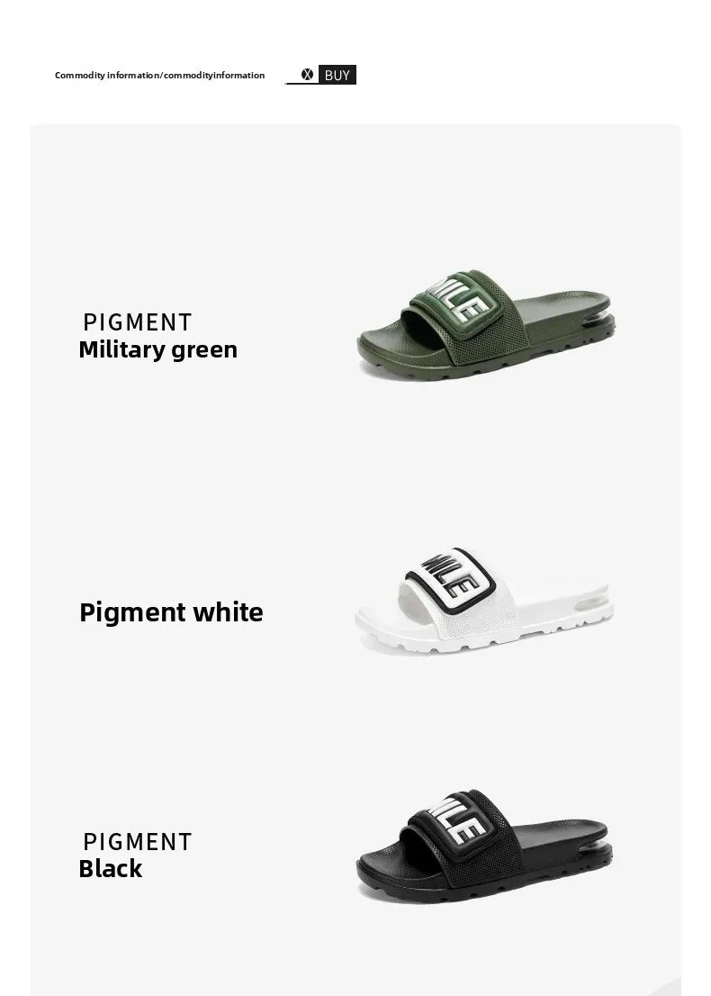 Men's Casual Slip-On Shoes Thick Bottom Air-Cushioned Slippers Magic Tape Simple High-End Summer Sandals EVA Material