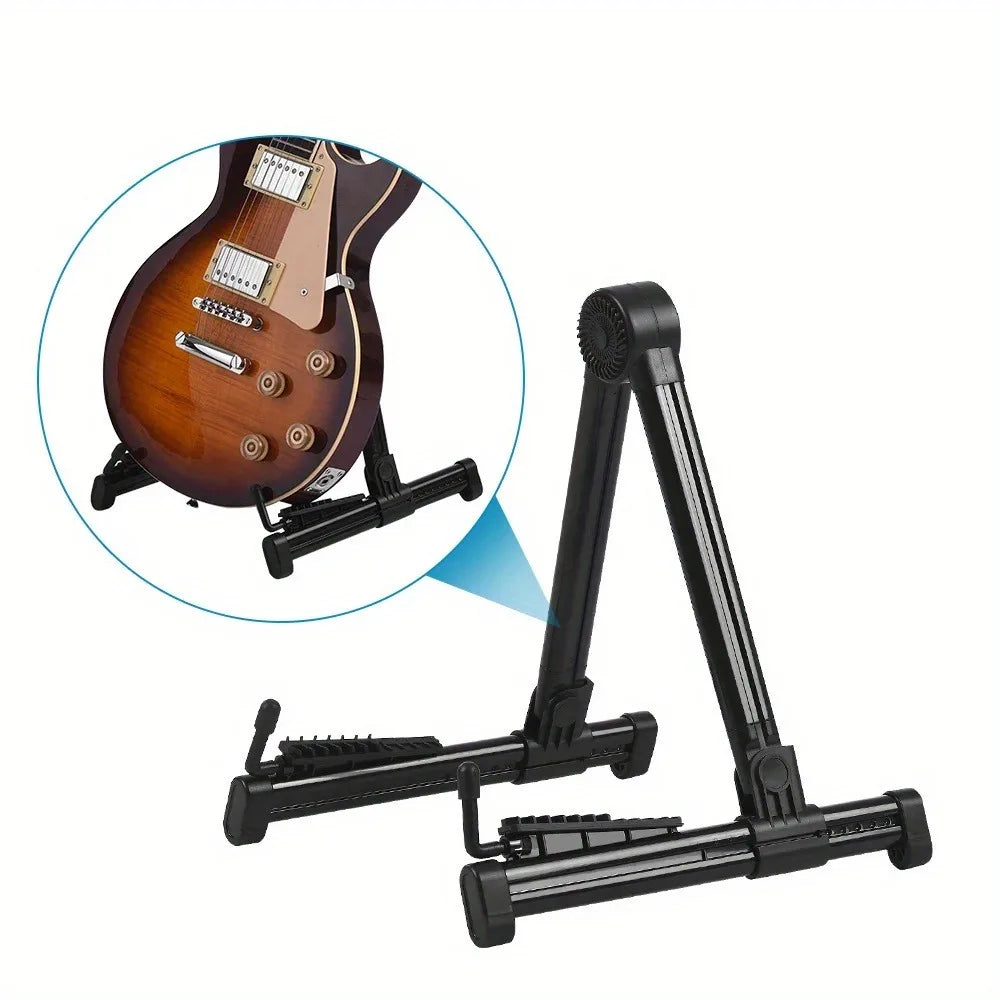 Adjustable Guitar Stand - Folding Free-Standing Holder for Acoustic, Electric, Bass, Guitar, Mandolin, Banjo, Ukulele & Violin