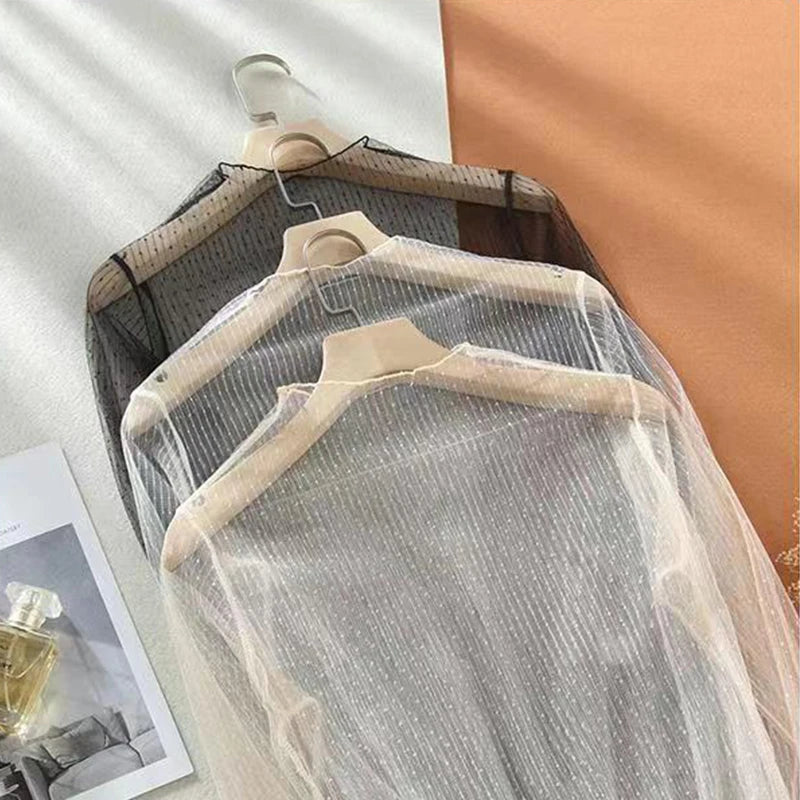 Sexy Women T Shirt See Through Mesh Blouses Long Sleeve Bottoming Shirts Turtleneck Spring Summer Sunscreen Tops Punk Club Tees