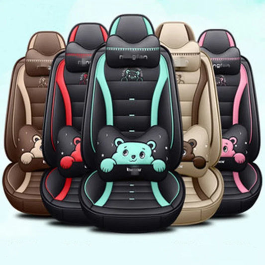 Car seat fully enclosed leather cover four seasons general purpose linen special cushion full package