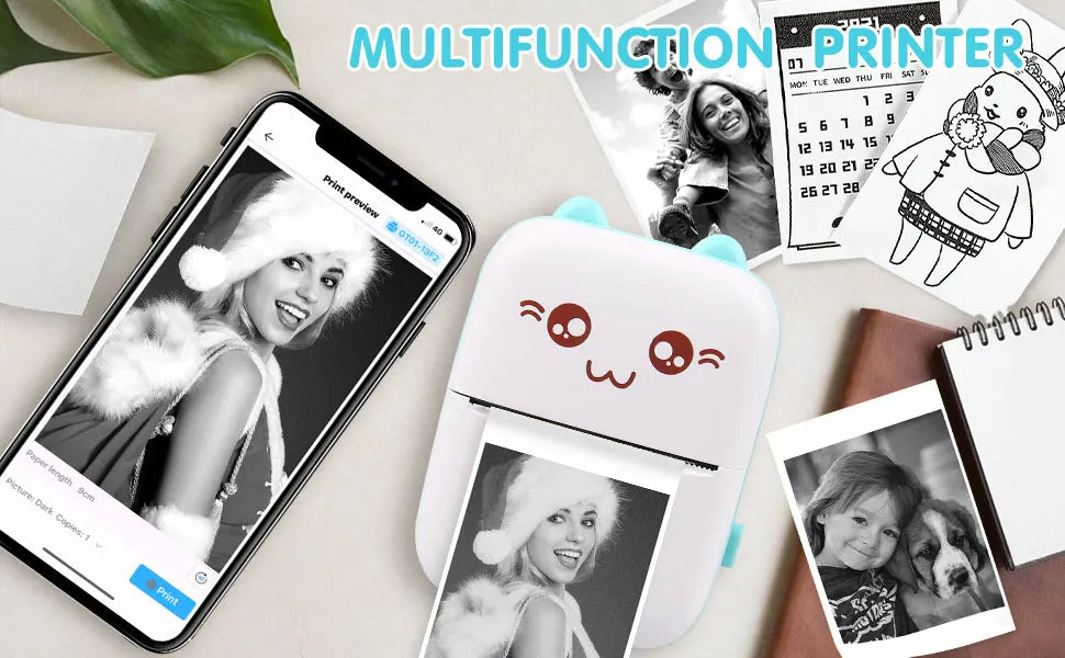 Mini C9 Photo Pocket Printer Portable Ink-free Thermal Printer 57mm Paper Wireless BT 200dpi Android IOS Printer Christmas Gifts