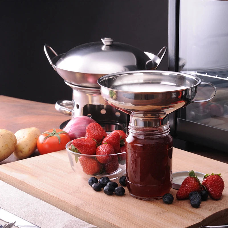 Stainless Steel Wide Mouth Funnel Multi-function Jam Salad Dressing Funnel Cans Funnel Pour Oil Wine Funnel Kitchen Accessories