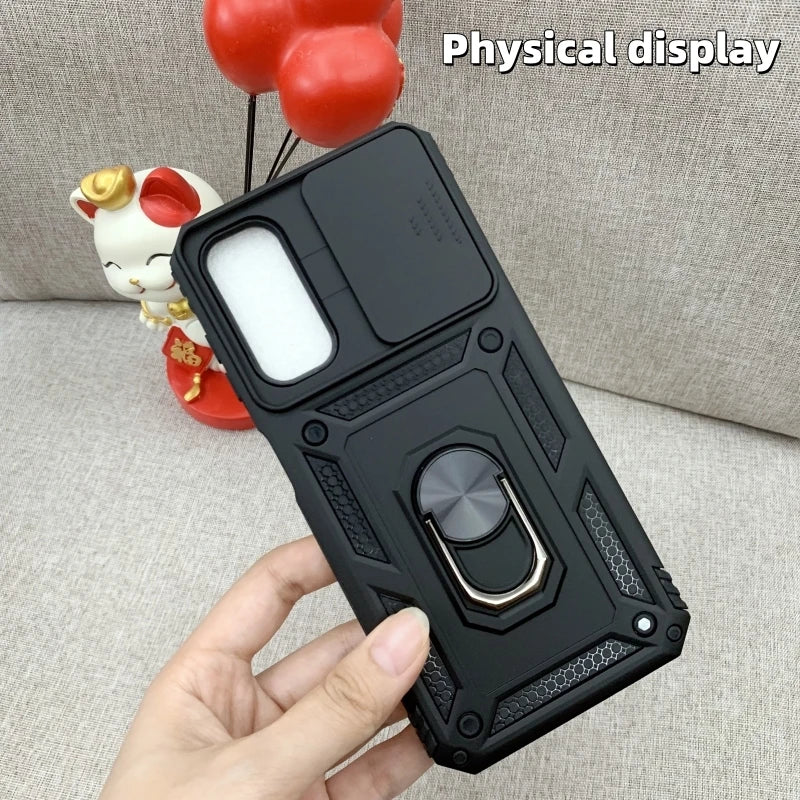 Silde Lens Armor Shockproof Phone Case For Samsung Galaxy S20 Ultra S20 Plus S 20 FE S20+ Magnetic Car Holder Ring Protect Cover