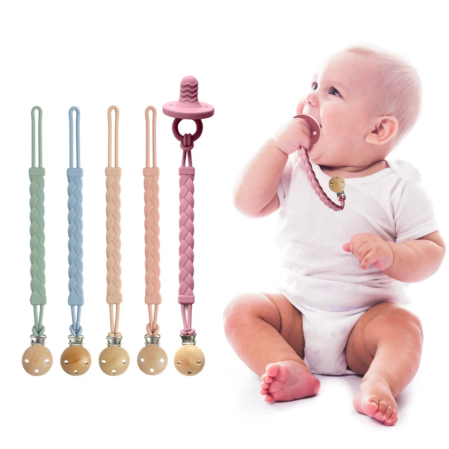 2024 New Baby Gift Teether Chain BPA Free Silicone Baby Pacifier Clip Portable Nipple Holder Teether Toys Baby Accessories