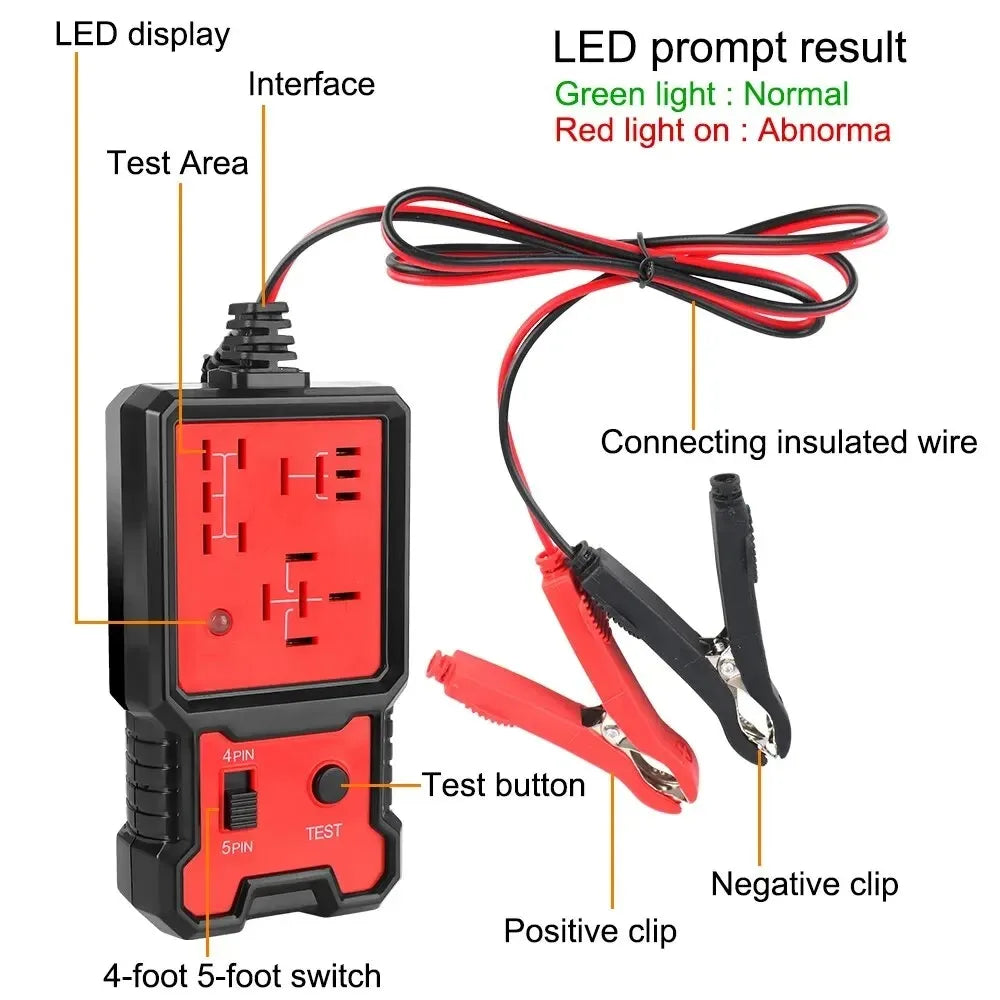 Universal 12V Car Relay Tester Electronic Automotive Relay Tester For Auto Battery Checker Alternator Analyzer Diagnostic Tool