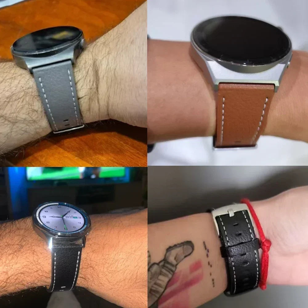 20mm 22mm Strap For Samsung Galaxy watch 7/6/4/5 pro/classic/gear s3/active 2 Soft Leather Wristband for Huawei GT 5 4 3 2 Band