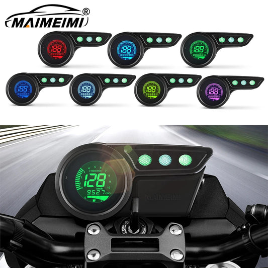 7 Color Backlight Universal Motorcycle Speedometer 12V Moto Dashboard Mileage TRIP KMH MPH Oil Level Gauge Tacho RPM Meter Tacho