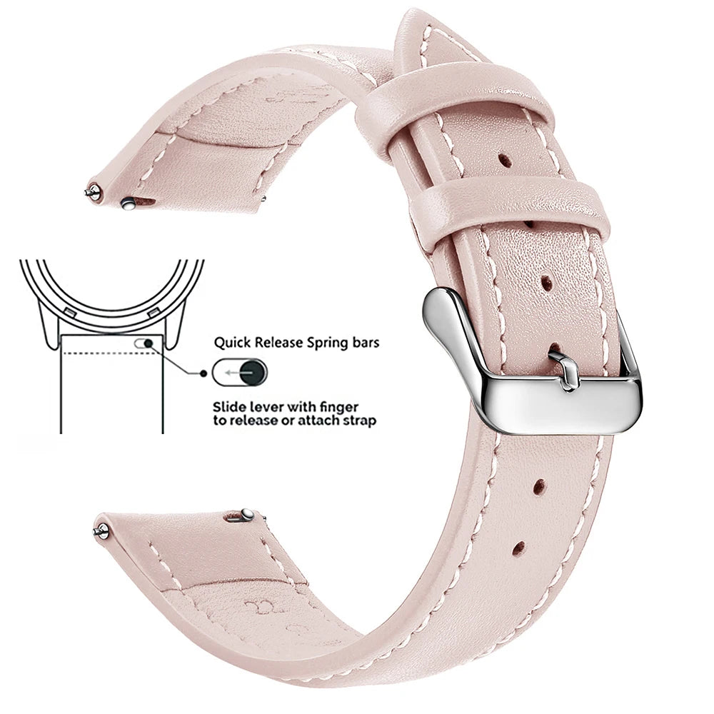 Top Grain Genuine Leather Watch Band, Quick Release 18mm/20mm/22mm Watch Straps, Fits Samsung Galaxy Watch, Garmin Huawei Watch