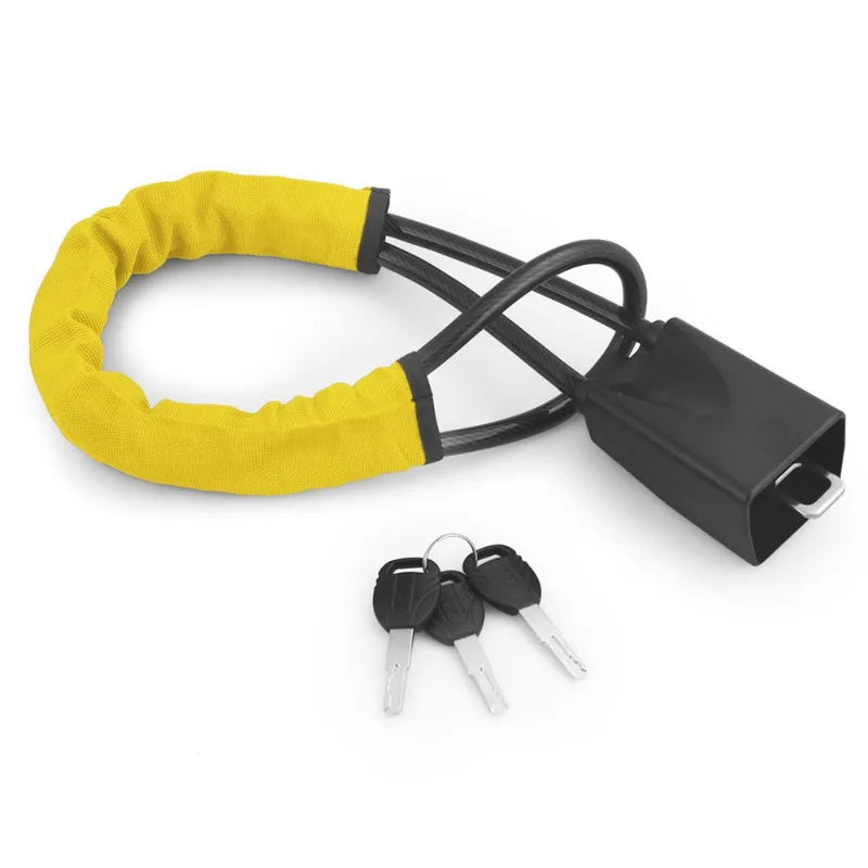 Car Steering Wheel Lock With Seat Belt Socket Steel Rope For Truck SUV Van RV With 3 Keys Universal Anti Theft Protection Device