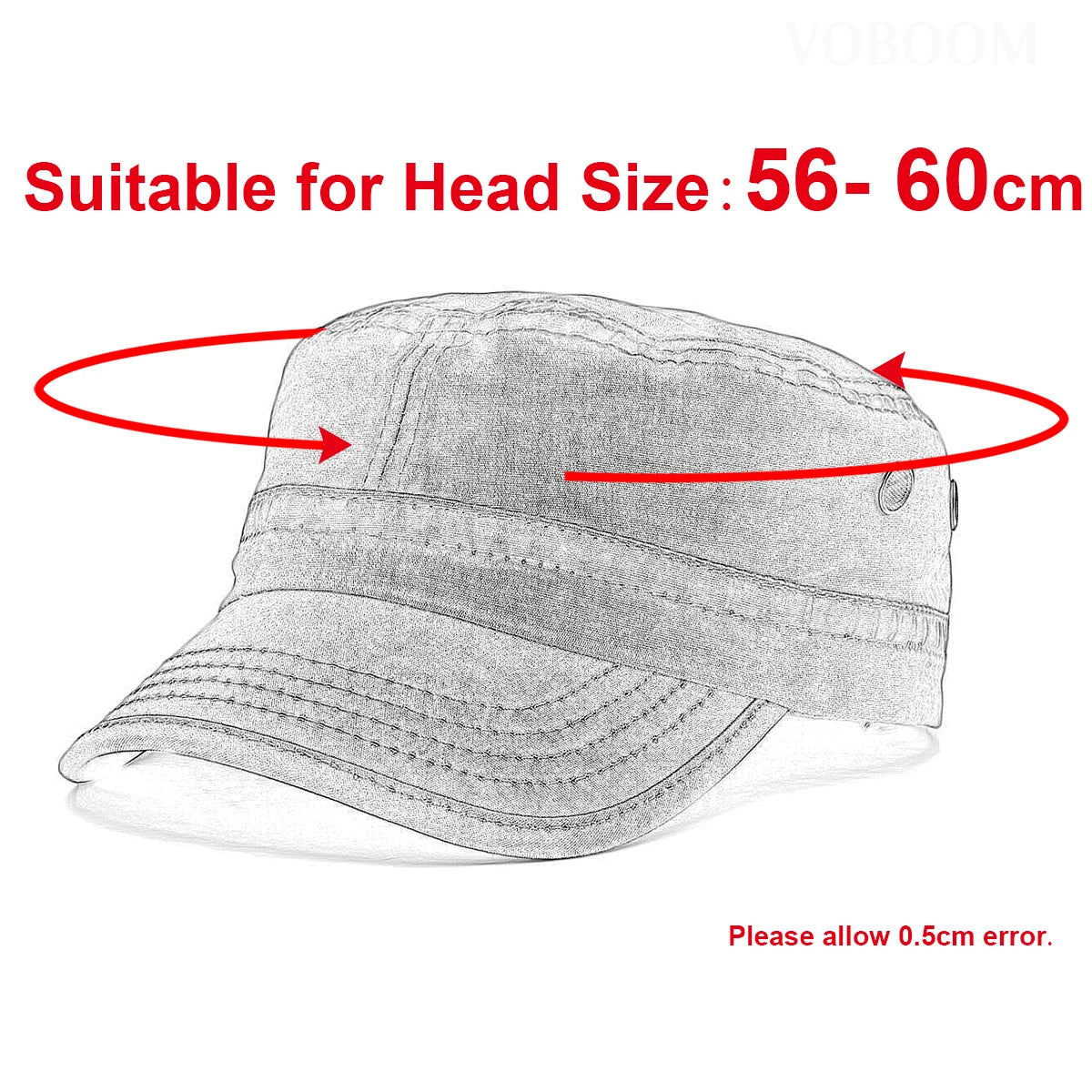 VOBOOM Washed Cotton Military Cadet Army Caps for Men Unique Design Adjustable Vintage Flat Top Hats with Air Hole