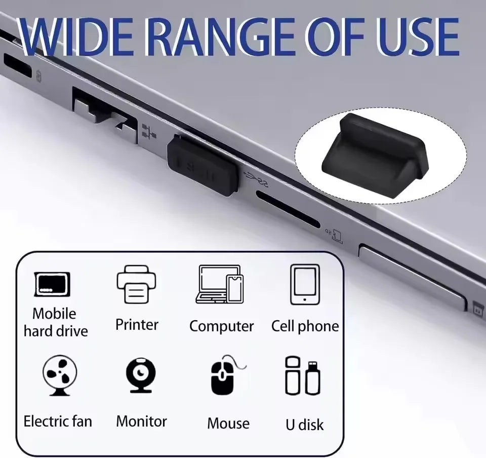 Dust Plug for USB -A Charger Port Cover Cap Female Jack Universal Silicone Dustproof USB-A Ports Protector PC Notebook Laptop
