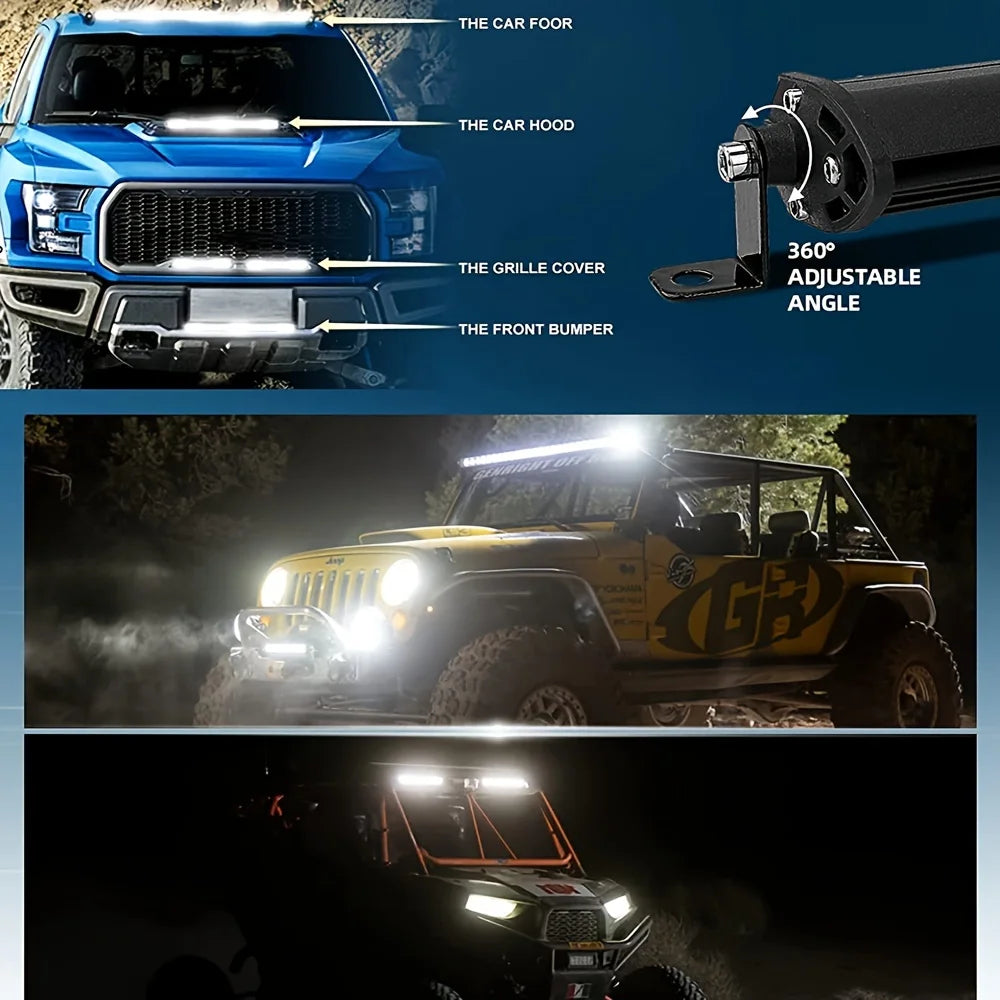 12V 24V LED Light Bar Off Raod 10" 20" White Yellow Spot Flood LED Work Light Bar Driving Fog Lights for Car Truck 4x4 ATV SUV