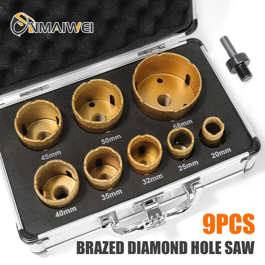 M14 Diamond Core Bit Set For Stone Granite Glass Marble Angle Grinder Bit Porcelain Tiles Crowns Set Matel Crowns 9PCS