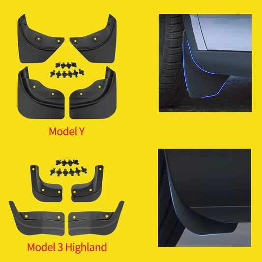 Soft Mud Flaps for Tesla Model 3 Highland 2024 Model Y 2024-2021 Mudflaps Splash Guards Mudguards Front Rear Fender Protector