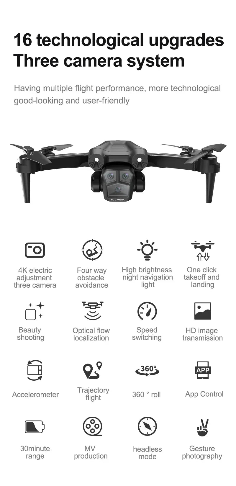 2024 M4 Drone 4K Aerial Photography With 5G WIFI MINI Dron Triple HD Camera Foldable RC Quadcopter FPV Height Hold Apron Sell