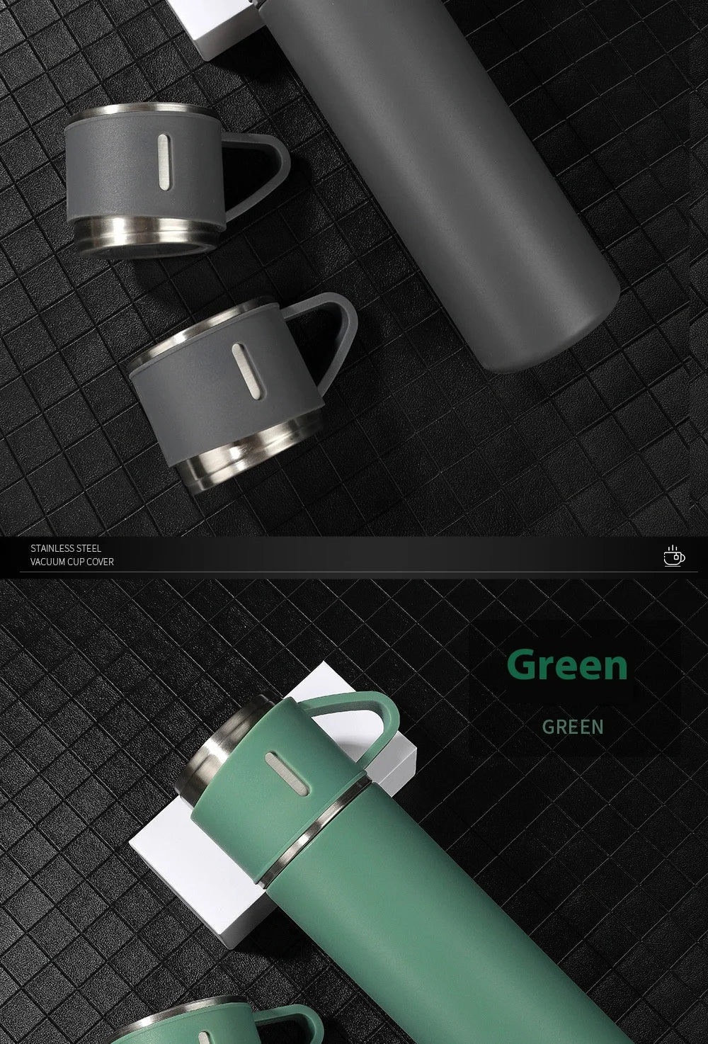500ML 304 Stainless Steel Vacuum Thermos Gift Set Office Business Style Cup Thermos Portable Flask Thermos Flask