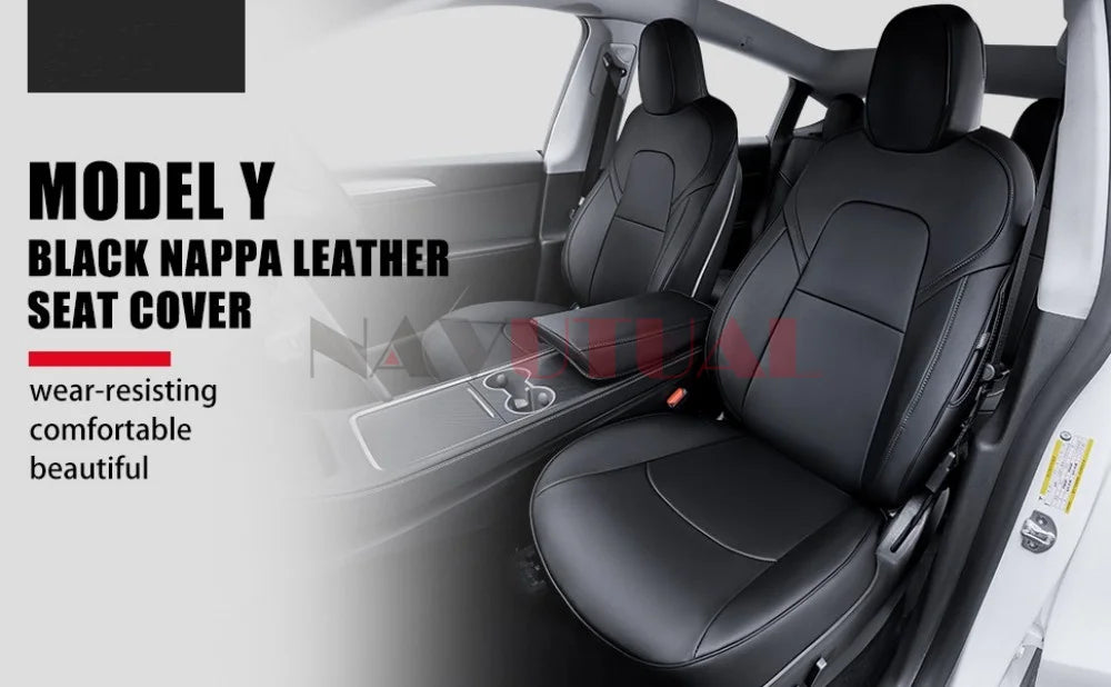 Seat Covers for Tesla Model Y 3 Seat Covers 2023-2020 Black seat Covers Interior Cover Nappa Leather Car Seat Accessories Black