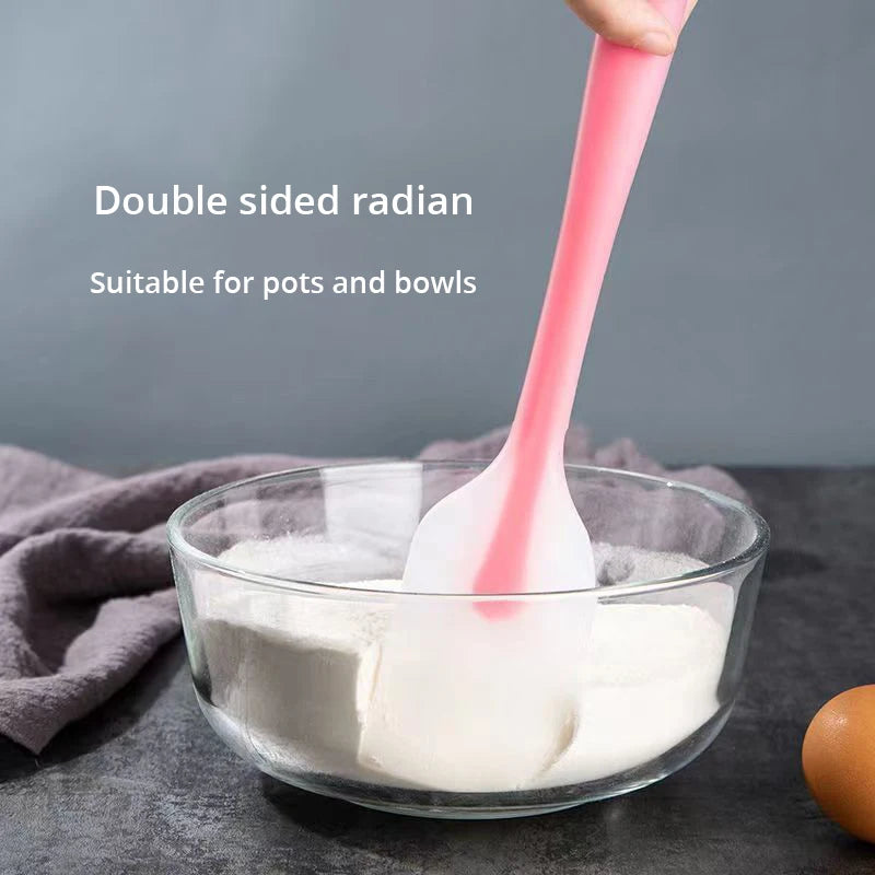 2Pcs Pink And Yellow Transparent Silicone Scraper Cream Scraper Cake Scraper Baking Tool Semi Handle High Temperature Resistant