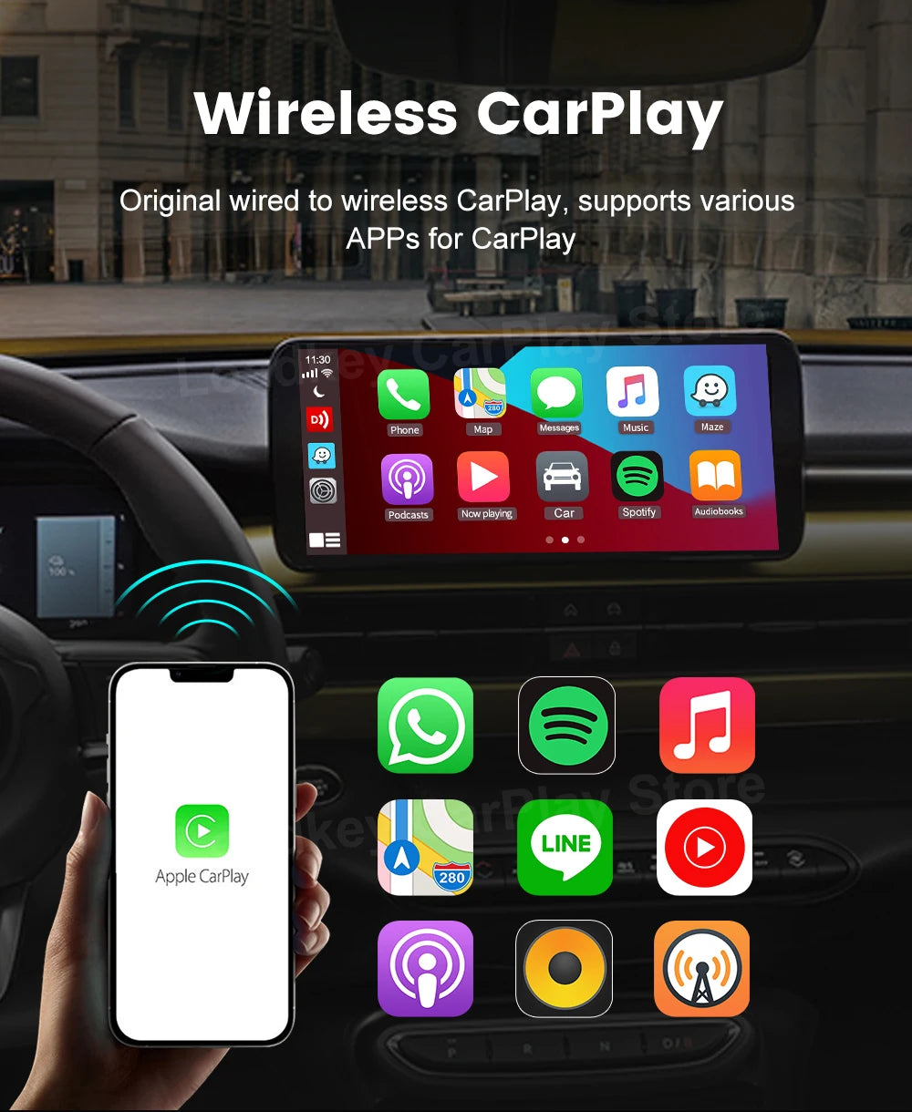 CarlinKit 5.0 Wireless CarPlay Android Auto Adapter 3 in 1 Wireless Car Adapter for Mazda Toyotal Peugeot Volvo Kia Spotify