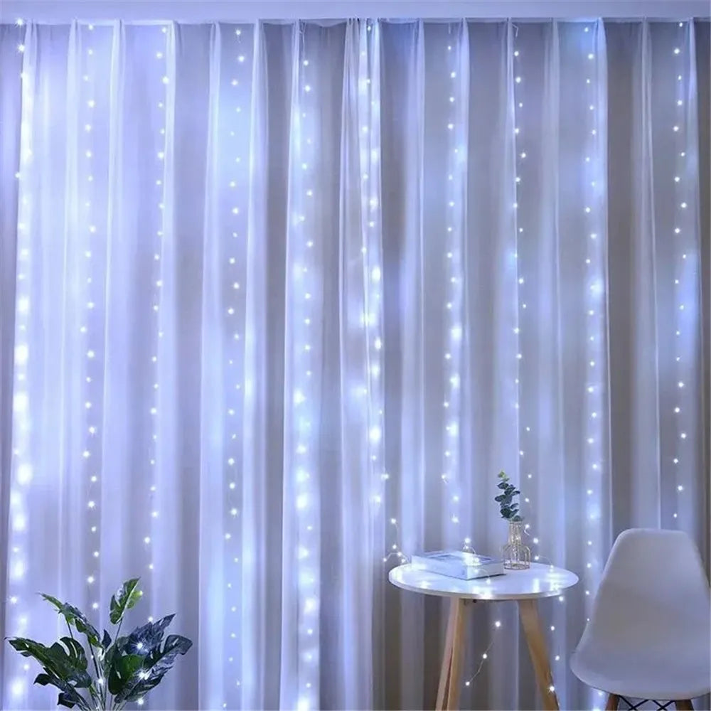Christmas Lights LED Fairy String Curtain Lights 8 Mode Remote USB Festoon Christmas Decor For Home Holiday New Year Lamp