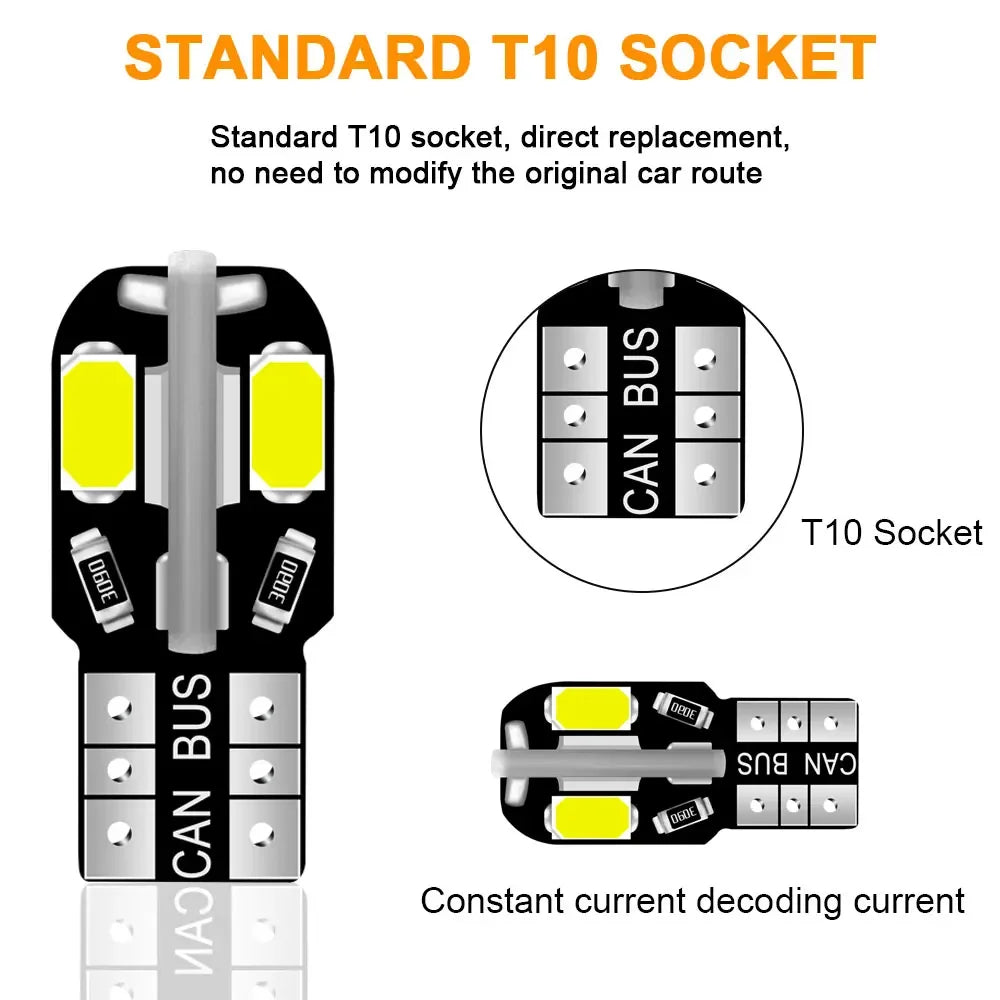 20PCS led Car Interior Bulb T10 White 5730 8SMD LED 12V Car Side Wedge Light White Lamp Auto Bulb Car Style Canbus Error Free