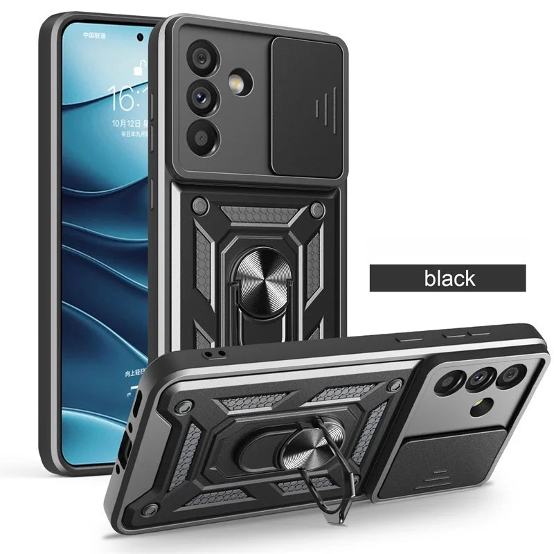Armor Case For Samsung Galaxy S24 FE S22 S23 Plus S21 S25 Ultra S20 A54 A16 5G A56 A55 A35 A15 A05 A06 Slide Lens Protect Cover