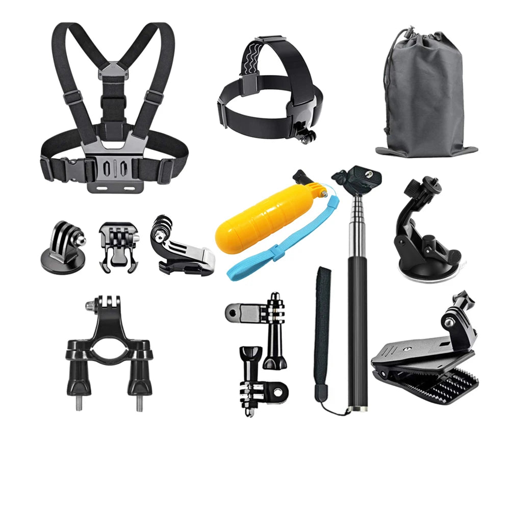 Action Camera Accessories Set For Gopro Hero13 12 11 10For Xiaomi Yi Insta360 X4 X3 Case Kit Strap Mount Selfie Stick Motorcycle
