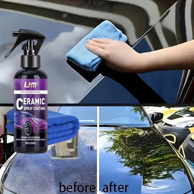 3-in-1 car nano coating spray - instant gloss enhancement, scratch-resistant and stain-resistant paint protection liquid wax