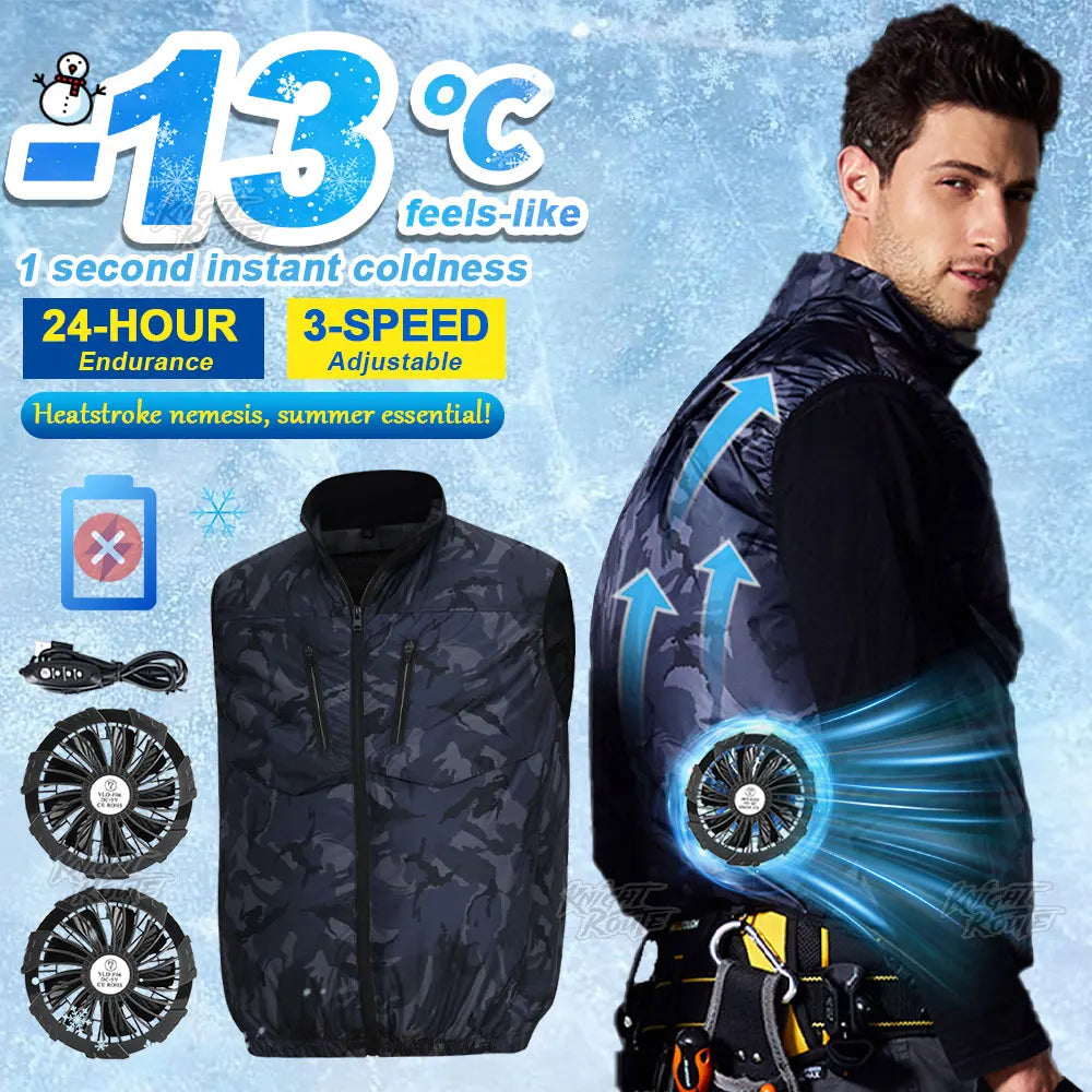2025Summer Cool Vest,Wearable Cooling Fan, Air-conditioned Clothes Continuous cooling 13 Hours,for High Temperature Work Fishing