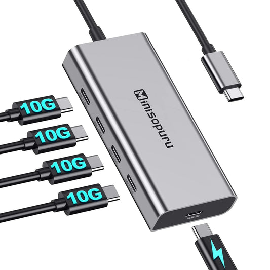 Minisopuru USB C Hub 10Gbps USB Type-C 3.2 Hub with PD 100W Fast charging Port Adapter for Macbook Pro iMac PC Accessories