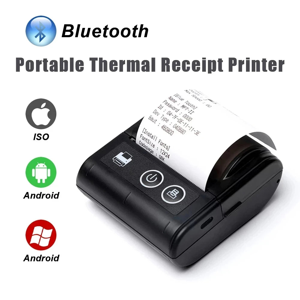 Mini Printer Pocket Thermal Receipt Printer 58mm Mobile Portable Ticket Bill Bluetooth USB Thermal POS Printer PC Android IOS