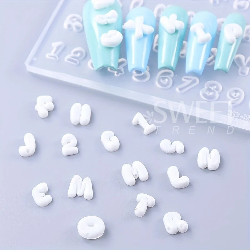 3D Letter Music Note Nail Silicone Mold DIY Fashion Carving Template Decoration Tools Acrylic Jewelry Nail Accessories Supplies