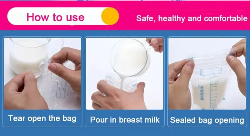 Breastmilk Storage Bag with 250ml Self Standing Baby Food Storage Containers No Leak Milk Freezer Bags Safe Feed BPA Free 30pcs