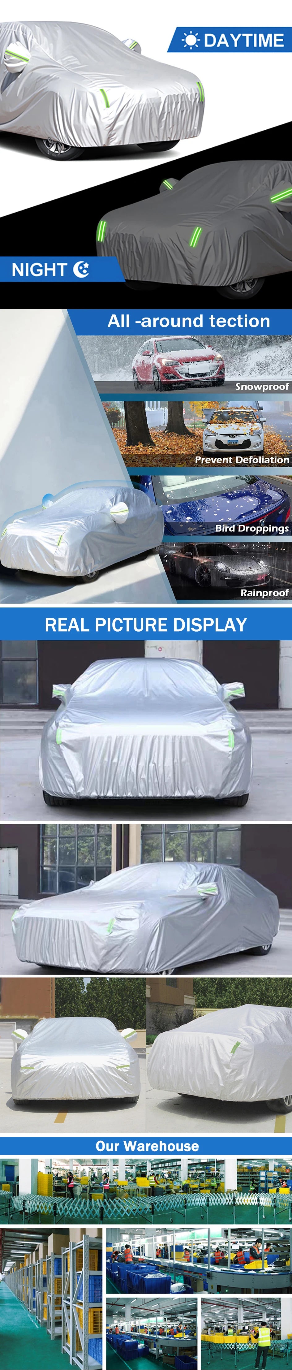 New 190T Car Cover Outdoor Protection Full Exterior Snow Cover Sunshade Dustproof Protection Cover Universal for Hatchback Sedan