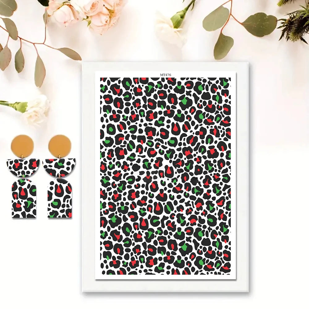 Leopard Print Pattern Polymer Clay Watercolor Transfer Paper Pottery Earrings Jewelry Soluble Disposable Sticker Tools