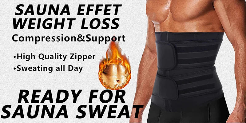 YBFDO Men Sauna Sweat Waist Trainer Shapewear Cinchers Slimming Belly Girdle Abdominal Shaper Belt Tummy Control Trimmer Corset