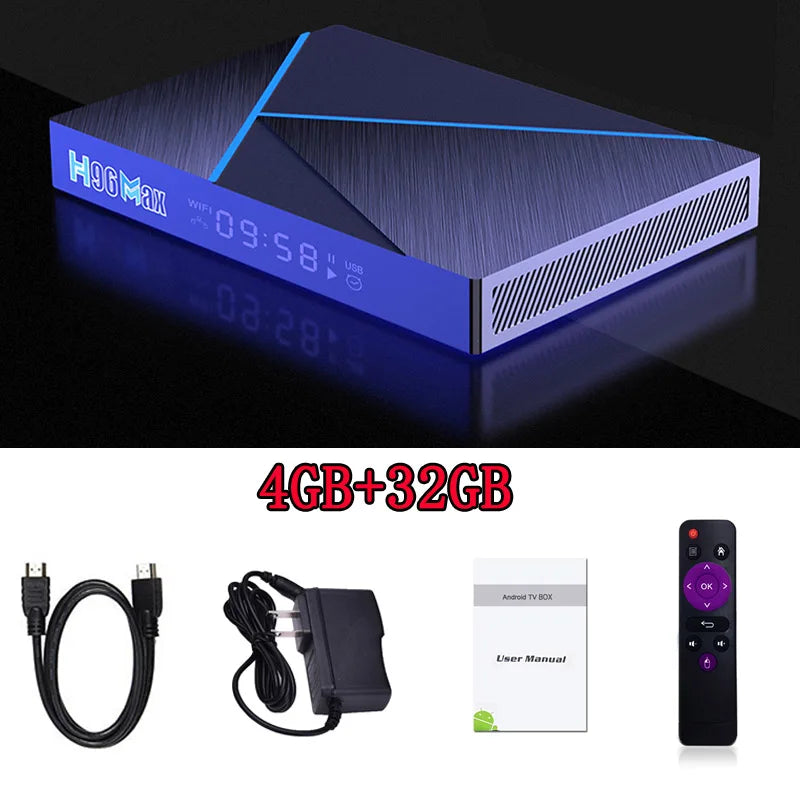 H96 Max V56 Android12 Smart TV Box RK3566 Quad-Core 4K 2.4G/5G WiFi BT4.0 1000M LAN 8GB 64GB Set Top Box