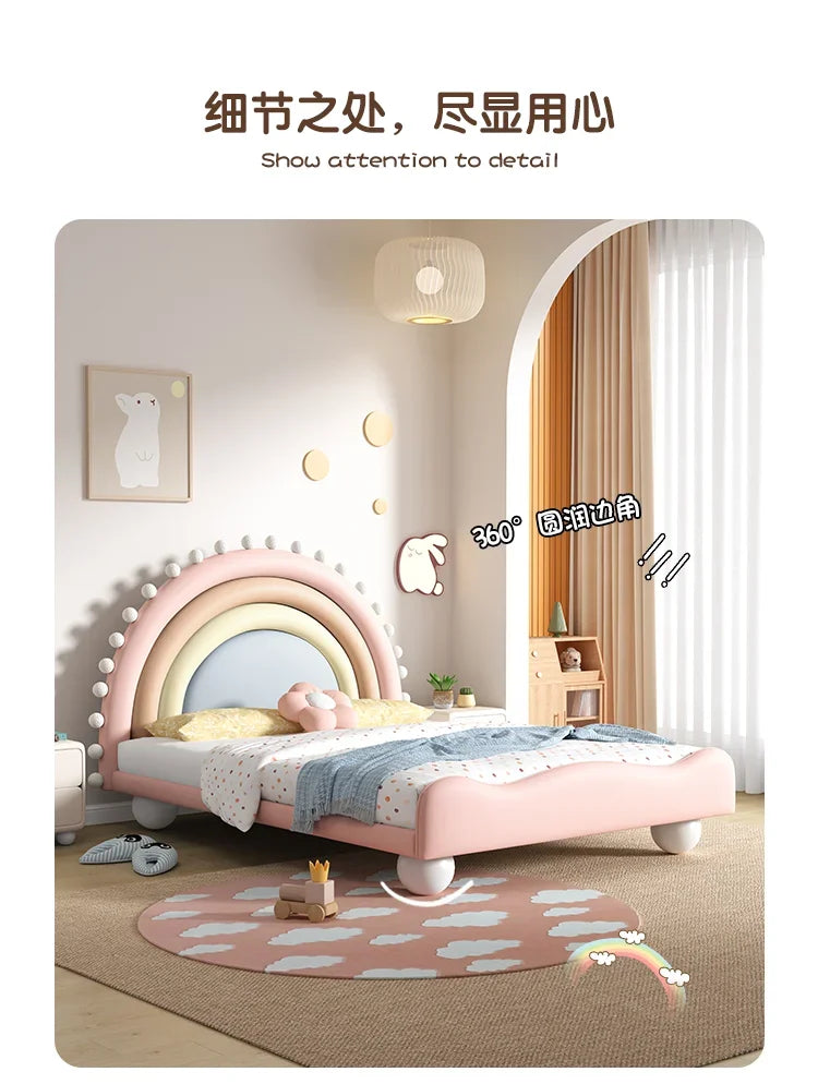 Cute Princess Children Beds Mattress Modern Pink Comferter Bed Luxury Wood Cama Infantil Bedroom Set Furniture
