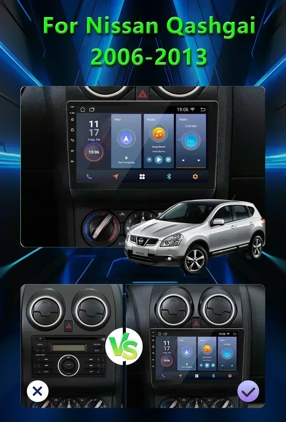 BOSSCAR Car Radio 7"9"10"Multimedia Video Player Android Universal Carplay Rearview Camera Wireless FM GPS Bluetooth Autoradio